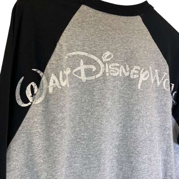 Walt Disney Parks Men's size L Mickey Mouse graphic Raglan Sleeve Tee Gray Black - Picture 3 of 8